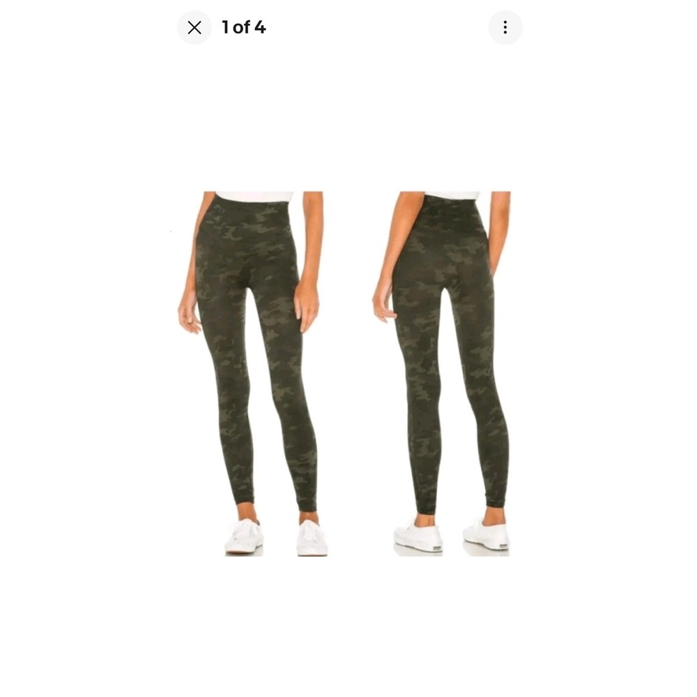 SPANX Look‎ At Me Now Seamless Leggings Full Length Green Camo Size Med NWT